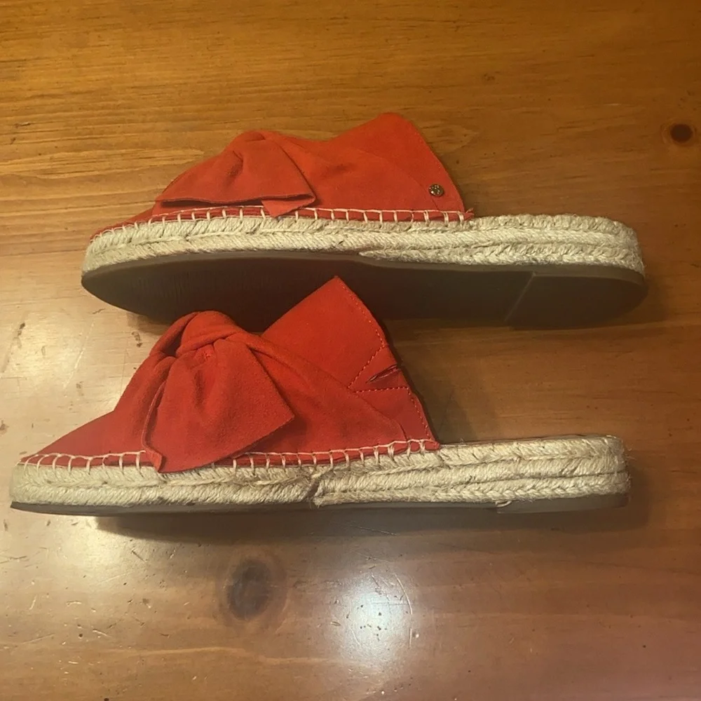 Sam Edelman red suede Lydia bow espadrilles mules size 8